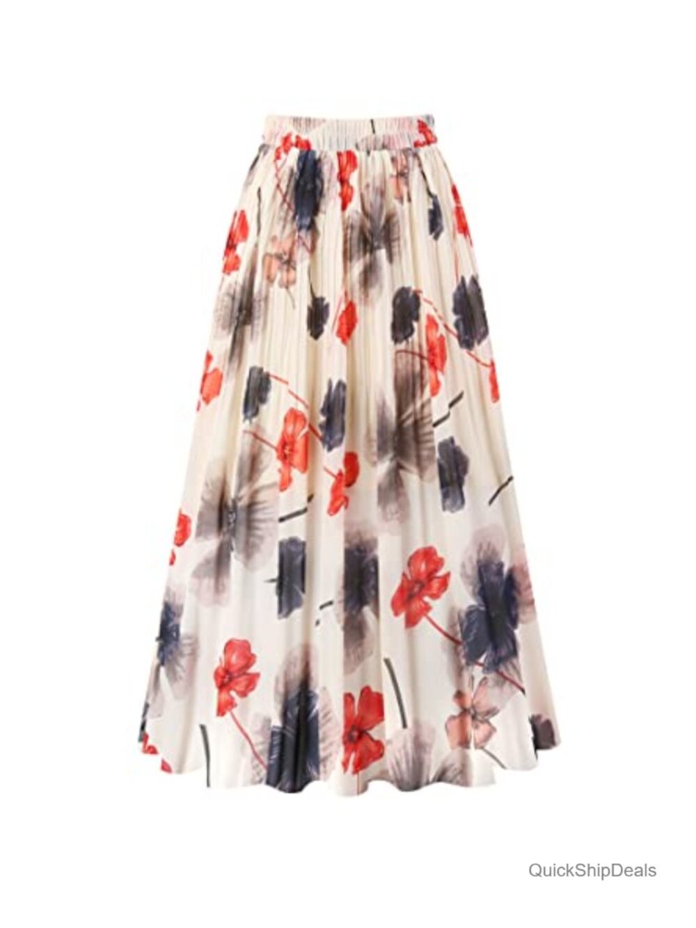 Women's Pleated A-Line Midi Skirt High Waist Chiffon Lined 31 inch